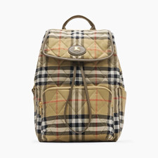 Burberry Horseshoe Backpack Beige Check Quilt...