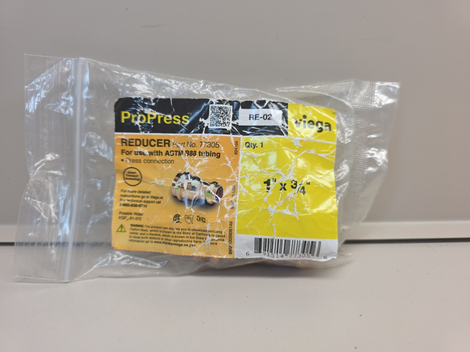 NEW Viega ProPress 77305, 1"x 3/4" Press Copper Reducer, for Use With ASTM B88