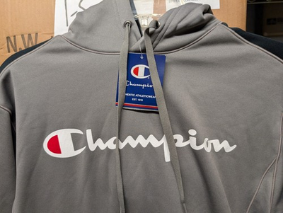 #ad Champion S220 Men#x27;s Color Block Sweatshirt Hoodie Stone Gray Black 2XL XXL NEW $19.99