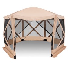 11.5 X 11.5 FT Pop-up Screen House Tent with Portable Carrying Bag-Coffee - Colo