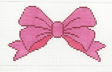Elm Tree Needlepoint Pink Bow Ornament Handpainted Needlepoint Canvas 13 count