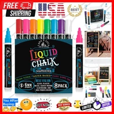 Liquid Chalk Markers for Blackboards - Bold Color Dry Erase Marker Pens - Cha...