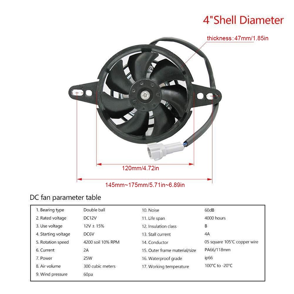 4inch-Radiator Thermal Cooling Fan For Universal Motorcycle Dirt Bike 200 250cc