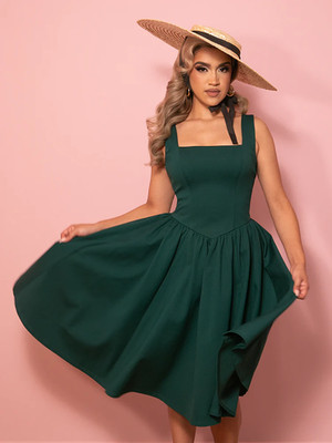 NWT Vixen by Micheline PItt Bombshell Swing Dress Hunter Green Sz Large