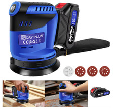 21V Cordless Orbital Sander 3 Speed 5" w/ 1.5Ah Battery & Charger Wood Metal
