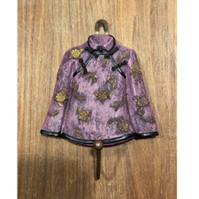 Asian Style Jacket Wall Hook Purple Gold Floral Decorative Coat Hanger Decor