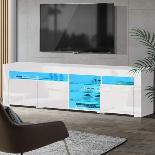 Entertainment Unit TV Cabinet LED 180cm White Bobi - Picture 2 of 9