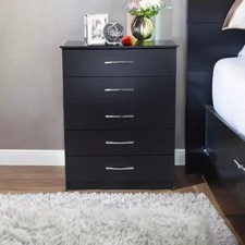 Ready assembled Black Chest of Drawers Bedside Table Sideboard Cabinet Bedroom