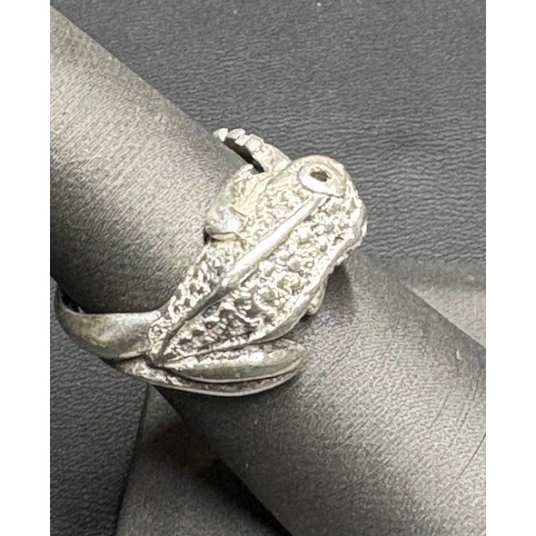 SOLID CAST 925 STERLING SILVER FROG RING SIZE 6 S… - image 3