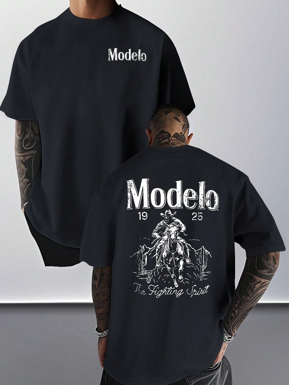 Modelo Graphic Print Men's 100% Cotton T-Shirt, Casual Sports Style Top T-Shirt