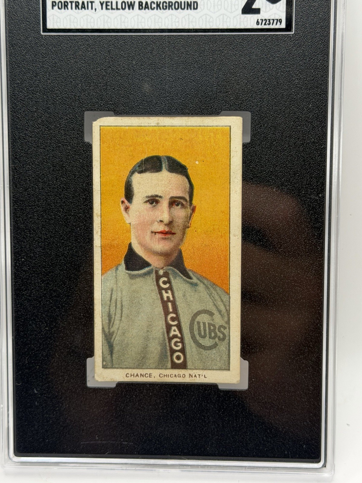 1909-11 T206 Frank Chance Portrait Yellow Background HOF Polar Bear SGC 2 Good