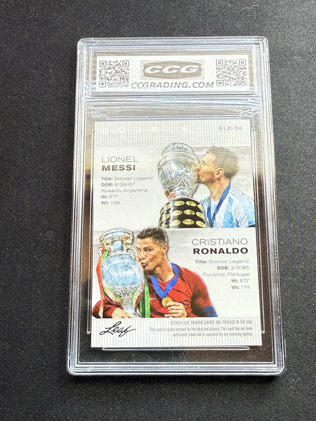 Messi / Ronaldo 2024 Leaf Legend Dual CCG 10 RC view 2