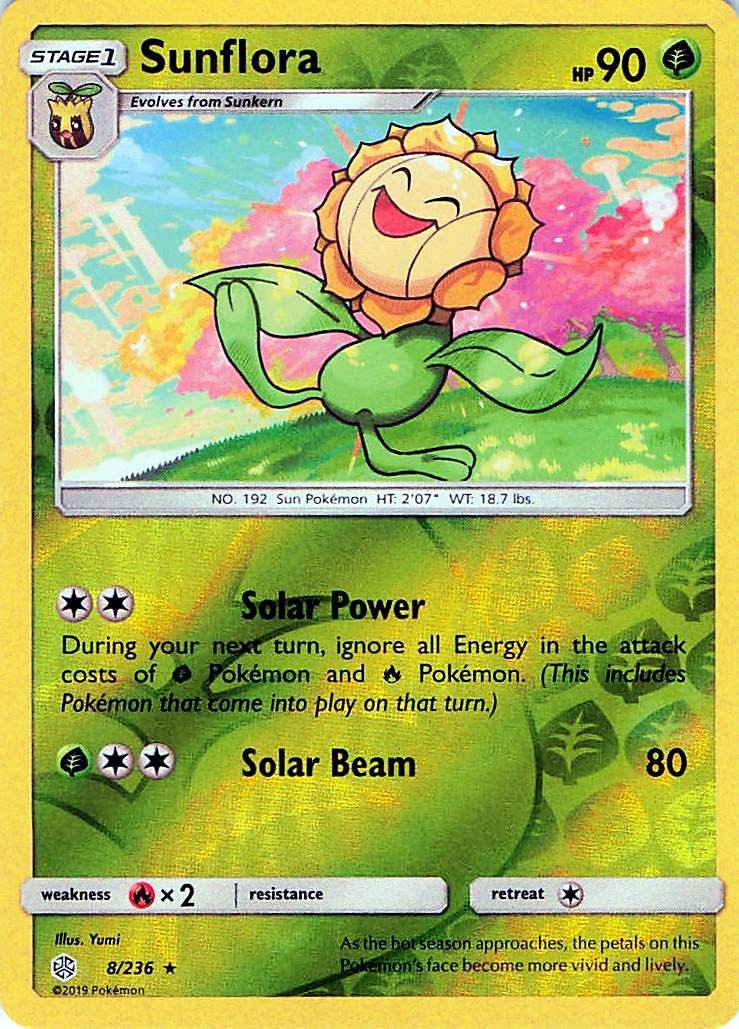 Sunflora 8/236 - REVERSE HOLO - SM - Cosmic Eclipse - NM