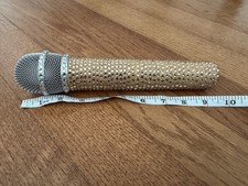 Custom Hand Made Rhinestone Tan Crystal Prop Singing Impersonating Microphone
