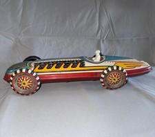 Vintage Marx Tin Lithograph Wind-up Racing Car With Driver