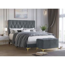 STUNNING SUPER KING BED FRAME WITH MATCHING STORAGE BOX GREY NEW BOXED ROCHDALE