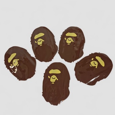 5x A Bathing Ape PVC Pouch Brown Head Logo Small Zip Bag 5.5