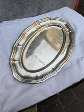 Grand plat de Service   métal alliages blanc, forme ovale L 44,2 x 28,6 cm