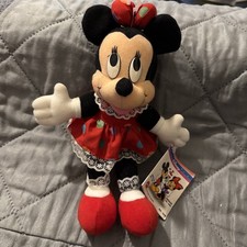 VTG Disney Minnie Mouse 11 inch plush colored polka dot Red dress