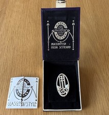 Wallis Hunter 925 Silver Scottish Charles Rennie Mackintosh Oval Rose Brooch