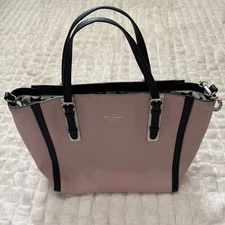 KATE SPADE Pink Leather Bedford Square Easten Tote Handbag Chain Strap Classic