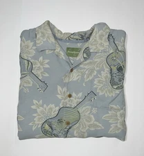 Tommy Bahama Hawaiian Men’s Guitar Print Silk Short Sleeve Camp Shirt Size XXL