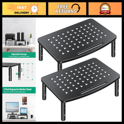 2 Pack Adjustable Monitor Stands - Height Riser for Laptop, Printer, iMac, PC