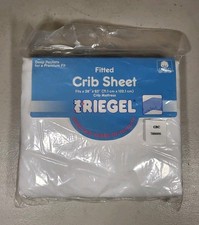 Vintage White Cotton Fitted Crib Sheet Riegel Fits 28" x 52" Deep Pockets