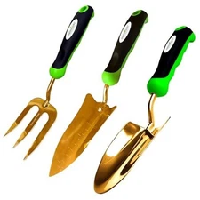 Garden Guru Titanium Garden Tool Set 3pc Hand Trowel Transplanter Cultivator – 