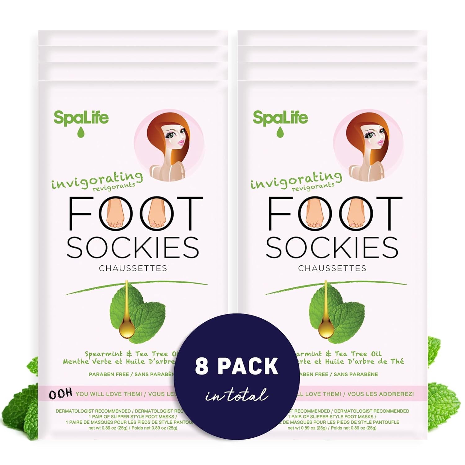SpaLife Softening Care Foot Sockies (8-Pack) - Spearmint 1 C