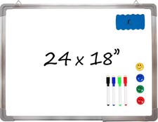 Whiteboard Set - Dry Erase Board 24 x 18 in with 1 Magnetic Dry Eraser, 4