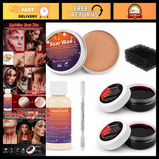 2Pcs SFX Makeup Kit - Fake Blood, Spatula, Stipple Sponge, Liquid Latex, Scar Wa