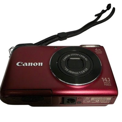 Canon PowerShot A2200 14.1MP Digital Camera Red Battery Charger SD
