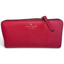 Kate Spade Brynn Continental Wallet Red Saffiano Leather Zip Around