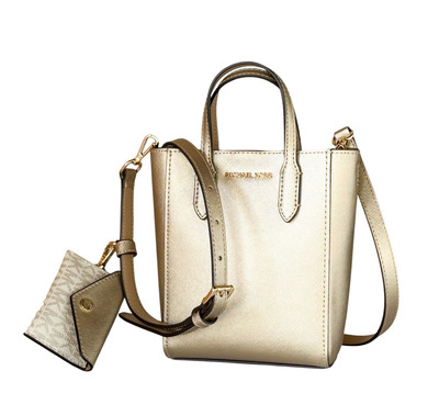 Michael Kors Vincent XS Satchel Shoulder Crossbody Bag + Card Case Pale Gold