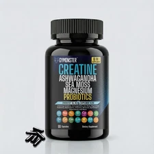 ALL-IN-ONE Supplement Creatine Capsules, Ashwagandha, Sea Moss, Magnesium