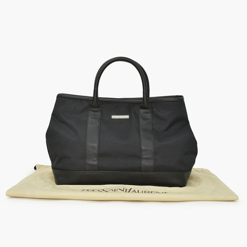 Extreme Excellent condition YVES SAINT LAURENT Black Tote Bag Handbag Calf Leath