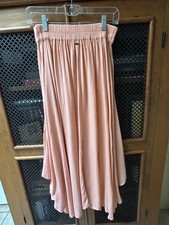 O'NEILL Peach Color Gauze Maxi Skirt High Side Slits Pull-On Beach Summer Sz S