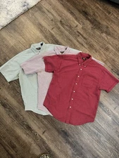 3x Route 66 Seersucker Shirts Mens Large Striped Short Sleeve Button Comfy