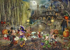 Thomas Kinkade - Mickey and Minnie Halloween Fun - 1000 Piece Jigsaw Puzzle