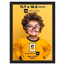 A3 Black Picture Frame Versatile Wall Hanging Frame with Fixed Hooks on Back ...