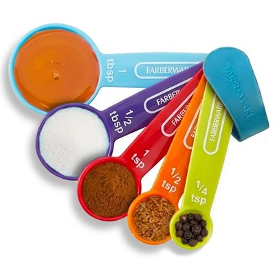 Farberware Measuring Spoons Durable Plastic Set Of 5 Kitchen Tools Multicolor