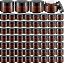 60Pcs 30ml Amber Glass Jars with Lids, Small Containers with Lids Round Amber E