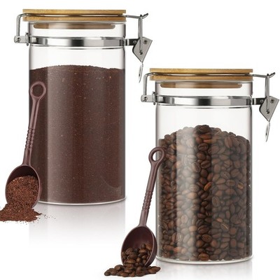 VZZNN 2 Pack 40.5oz Coffee Bean Storage Container with Airtight Bamboo Lids G...