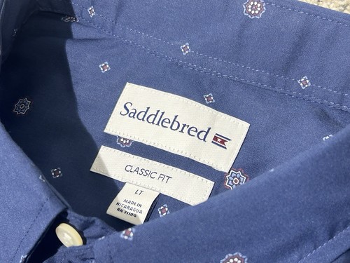 Saddlebred LT Button Front Big & Tall Long Sleeve Shirt Blue NWT Mens Large Tall - Picture 3 of 10