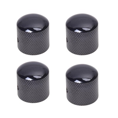 4Pcs Metal Guitar Knobs Black Nickel 6mm Solid Shaft Dome Volume Tone Speed C...