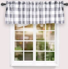 Simple Deluxe Buffalo Check Kitchen Valances for Windows, Plaid Curtain Valance