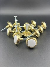 White Gold Round Cabinet Knobs Polished Metal Ceramic with Screws 14 pieces