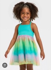Dress Toddler Girls Cat  Jack Turquoise Rainbow Tulle Size 18M