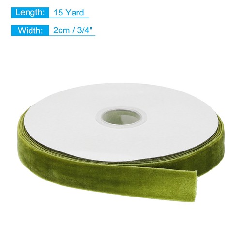 Velvet Ribbon Gift Wrapping 3/4 Inch x 15 Yard Olive Green Single Face Velvet - Picture 2 of 5